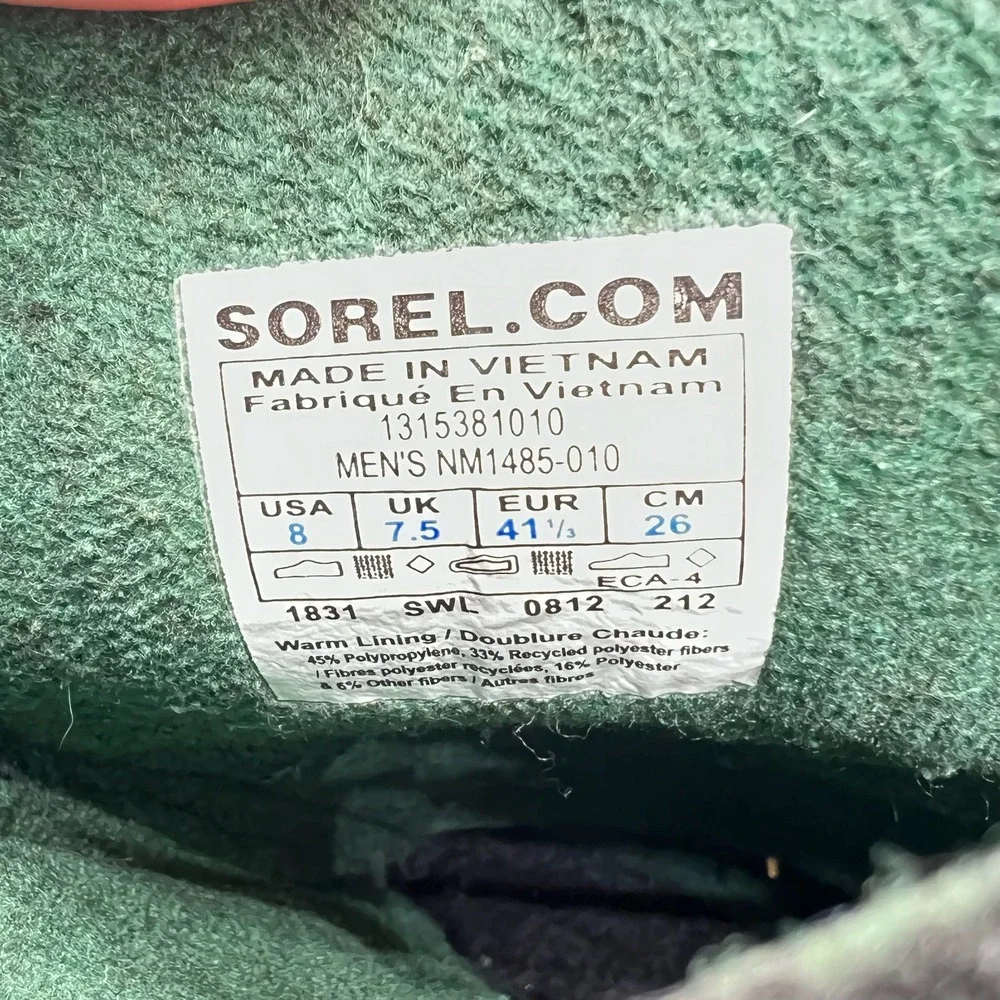 Sorel Alpha Pac Men's Size 8 Black Waterproof Insulated Boots NM1485-010